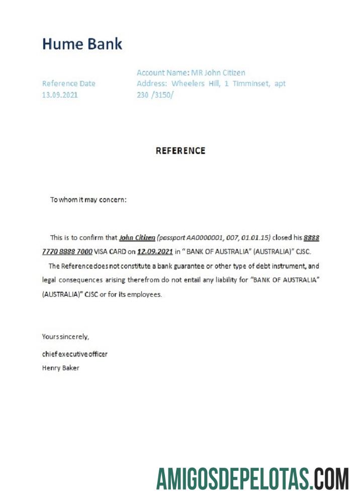 Referência de fechamento Hume da Austrália modelo